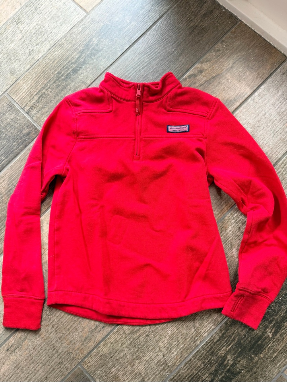 Vineyard Vines Kids L Red Shep Quarter-Zip Pullover
